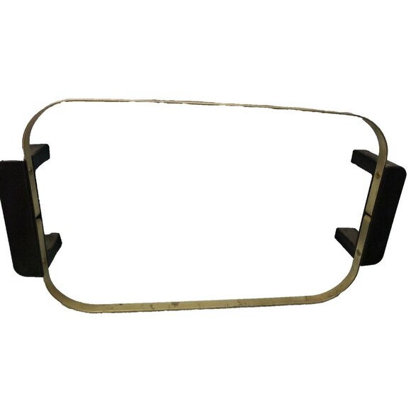 Vintage Brass With Handles Pyrex Rectangle Casserole Dish  Brass With Wood Handles Pyrex Rectangle Casserole Dish Holder 17in x 9 1/2in Vtg